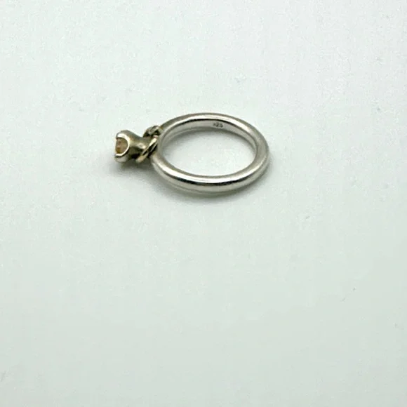 Pandora Retired Peach Morganite Ring with Gold Heart Charm - Picture 3 of 3